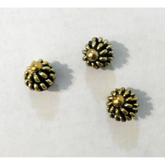 Vintage Gold Tone Dome Buttons Set Of 3 Unique Acrylic Design - Picture 1 of 5